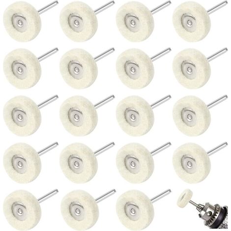 SABIR Roue de Polissage pour Perceuse 20 Pcs Roue de Polissage en Laine 25mm Disque de Polissage Tampon à Polir pour Nettoyage en Forme de T Outil de Polissage pour Meulage Polissage de Métal Bois (1/5)