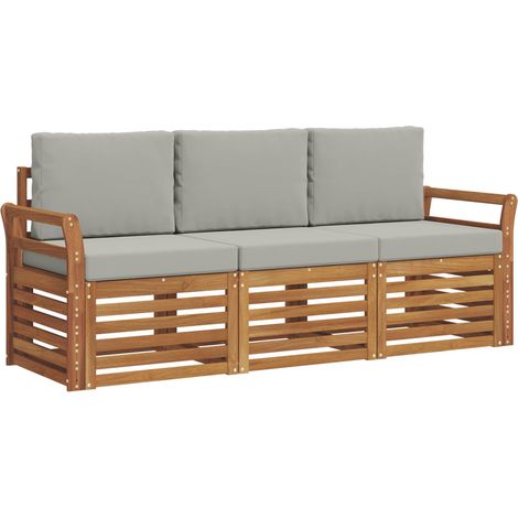 Ensembles de canapés avec coussin 3 pcs Salon de jardin Gris Naturel et Clair (1/5)