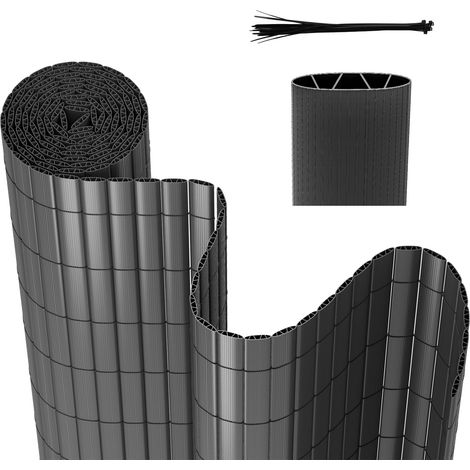Randaco Sichtschutzmatte PVC Sichtschutzzaun Anthrazit Windschutz fur Garten Balkon und Terrasse 140x500cm Stabile W-Form