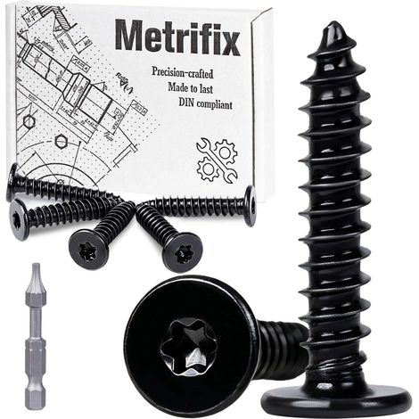 140 Pièces Vis Bois Inox Torx M4 x 16 mm Vis Bois Tete Plate Noir (1/5)