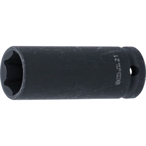 Llaves de vaso impacto hexagonal, largo  entrada 12,5 mm (1/2")  21 mm (1/4)