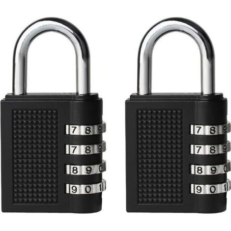 2PCS Combination Locks Outdoor Padlock for School Locker Tool Box Pad Lock Small Combo Digit Sports Gate Resettable 4-Digit Code Outdoor Locker Key (Black)-RAPANDA (1/5)