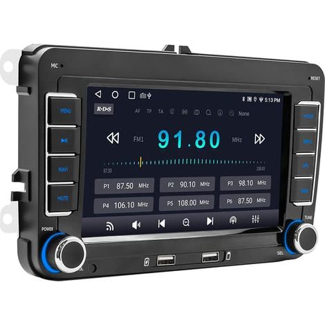 Autoradio 2DIN pour Volkswagen Golf 5, 6, Polo, Passat B6, B7, CC, Skoda Jetta - Multimédia universel avec CarPlay et navigation Wi-Fi - 2 x 64 Go (1/4)