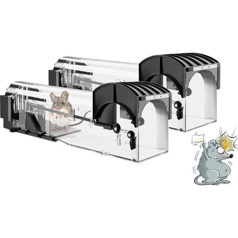 Piège à Souris Vivant, 2 Pièces Piege a Rat pour Intérieur et Extérieur, Attrape Souris Facile à Utiliser, Facile à Nettoyer, réutilisable, libération sans Contact, Capteur Rapide & Efficace