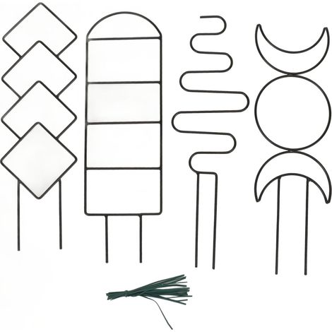 Juego de 4 soportes metálicos para plantas trepadoras en maceta, de formas irregulares, para uso interior y exterior. (1/5)