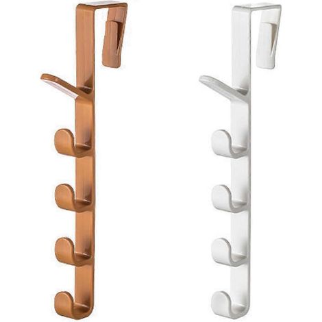 Crochet de porte (lot de 2) - Fixation sans perçage - Crochet mural pour porte de placard ou d'armoire (1/5)