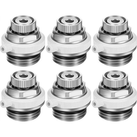 6 Pcs 1/2 Inch Automatic Radiator Bleed Valve, Brass Cut-to-Fill Automatic Air Vent Air Release Valve (1/5)