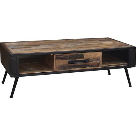 NESSA - Table Basse 1 Tiroir Manguier Massif Recyclé (1/3)