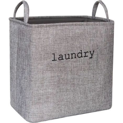 Panier à linge pliable en tissu - 35 litres, avec poignée - convient pour les chambres, les salles de bain ou les buanderies - gris (1/3)