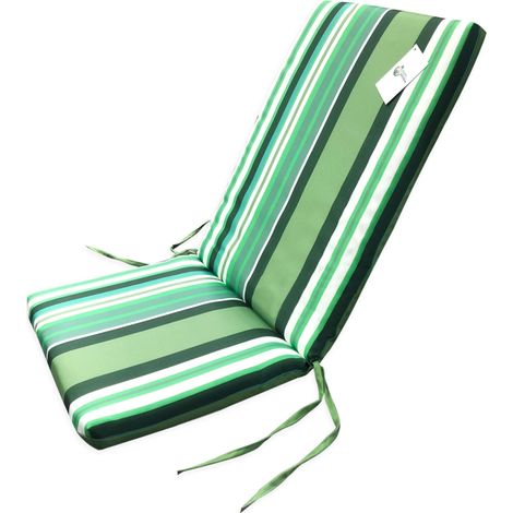 cuscino per sedia da esterno con schienale e fantasia a righe verde, 35+55x40 cm