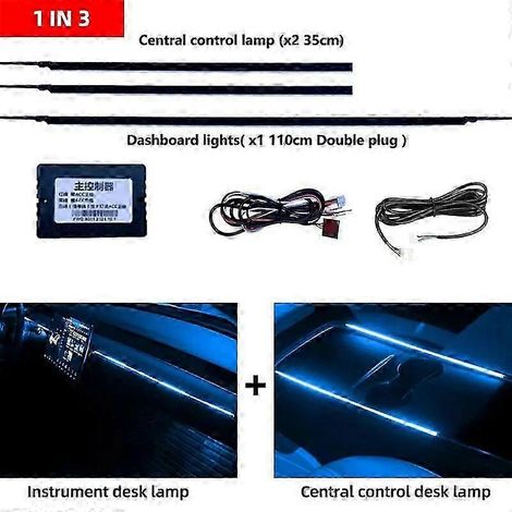 Bande lumineuse LED 18 en 1 pour voiture, éclairage d'ambiance intérieur, bande LED acrylique RGB 64 couleurs, guide de lumière, fibre optique, lampe d'ambiance décorative (3 en 1) (1/4)