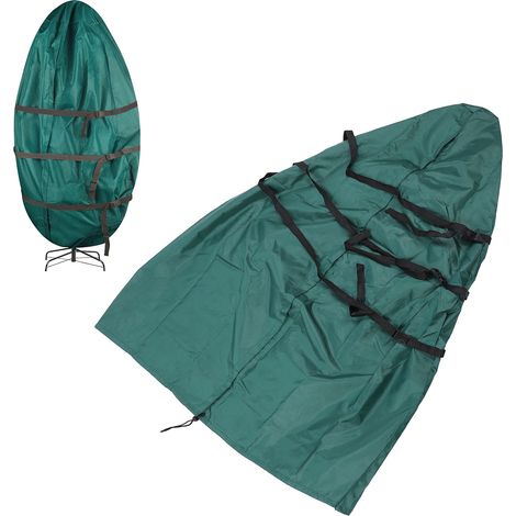 Housse de protection verticale pour sapin artificiel - 420D argentée, imperméable, antivent - Dimensions 34x75 inches, couleur vert foncé, avec sac de rangement. (1/5)