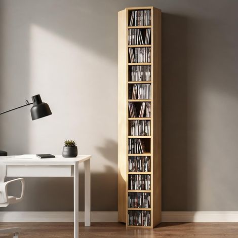 Étagère à CD tour 175 cm 204 disques bois naturel (1/5)