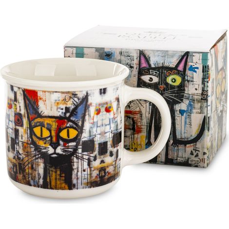 400 ml Porzellanbecher mit Katzenmotiv für Kaffee und Tee (1/5)