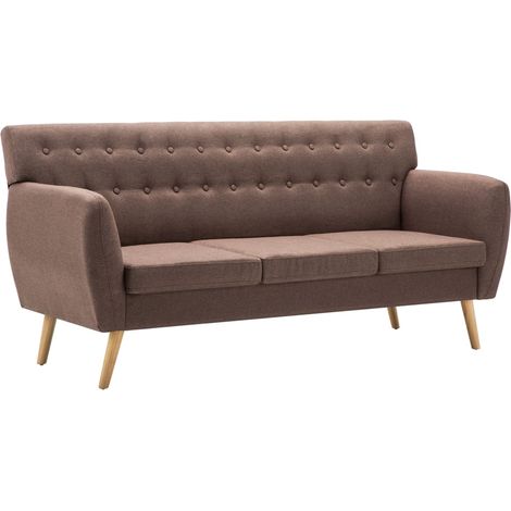 Divano a 3 Posti Rivestito in Tessuto 172x70x82 cm Marrone vidaXL (1/5)