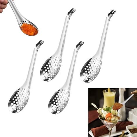4-teilig Kugelformer Kaviarlöffel Schaumlöffel Kugelformer aus Edelstahl Schaumlöffel Zum Trennen von Kaviar Eiweiß und Eigelb Robust und Für Bar (1/5)