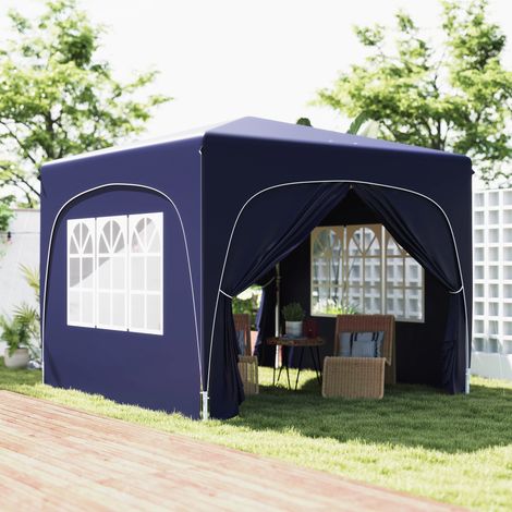 Pop-up Faltpavillon 3x3 m, wasserabweisend, stabil & winterfest, UV-Schutz 50+, inkl. 4 Seitenteile und Tragetasche, Dunkelblau