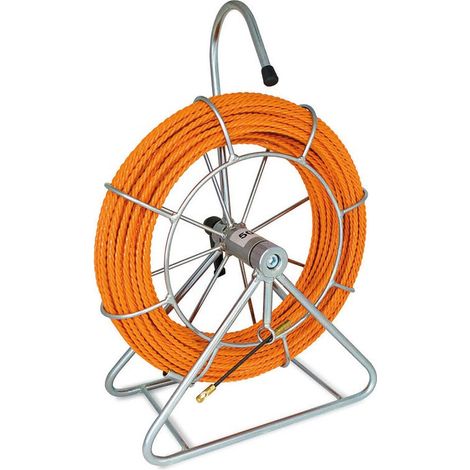 Aiguille tire-fils à spirale TORNADO Ø5,2mm, 50m, montée sur touret métallique, terminaux interchangeables. Orange TECNID - VELAMP - STOA5-050
