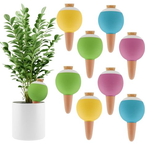 8 Pcs Irrigation Goutte à Kit, Grands Globes d'arrosage pour Plantes, Pointes Systèmes D'irrigation Automatique Plantes Jardin, Intérieur, Extérieur(4 Couleurs) 8PCS Sphérique - (1/5)