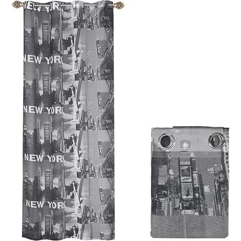 Rideau de Porte et Fenêtre Moderne Filtrant 1 Panneau 140x290 cm Acier Oeillets - New York