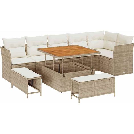 Maison Exclusive - Set Divano da Giardino con cuscino 9 pcs beige e panna