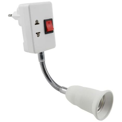 Douille E27 avec Interrupteur 360 Degrés Réglable E27 Adaptateur de Lampe Prise Murale Support Lampe Douille E27 sans Ampoule pour Bureau Chambre Cuisine Lampe de Lecture au Lit (1/5)