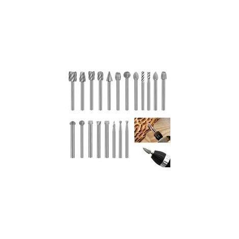 20 Pièces Fraises Rotatives HSS 3 mm Tige, Fraises en Carbure Compatible avec Dremel, Embouts Outils Rotatifs pour Sculpture Bois Gravure Métal Meulage Polissage Perçage Coupe Travail (1/5)