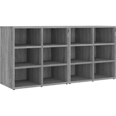 Lot de 2 armoires à chaussures compactes 52,5 x 30 x 50 cm design élégant rangement pratique en bois d'ingénierie gris (1/5)