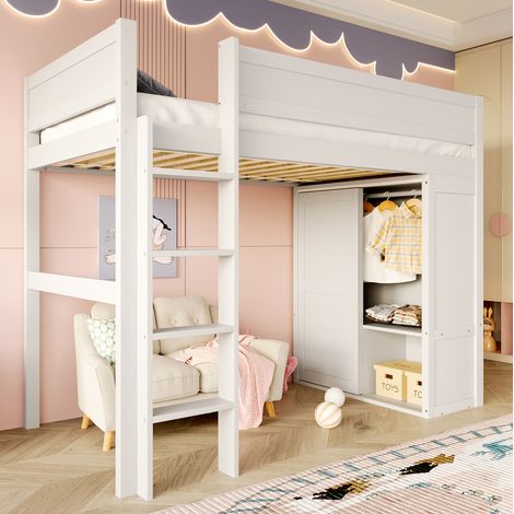 letto salvaspazio 90x200 con armadio e vano bianco OKMYHOME (1/5)