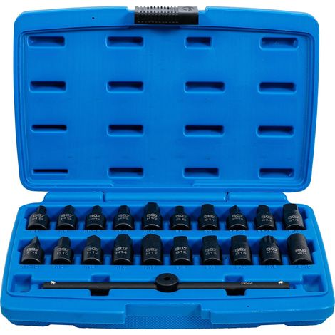 Bgs Technic – Coffret cliquet et douilles 21 pièces – Douilles hexagonales et carrées 10 mm (3/8") – Acier chrome-vanadium – Pour applications professionnelles