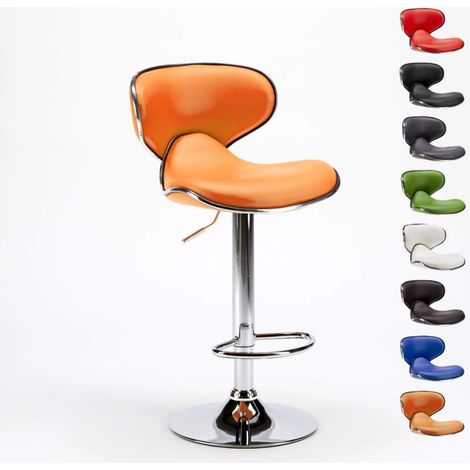 Tabouret de cuisine et bar design moderne pivotant chromé Amarillo - Orange (1/5)