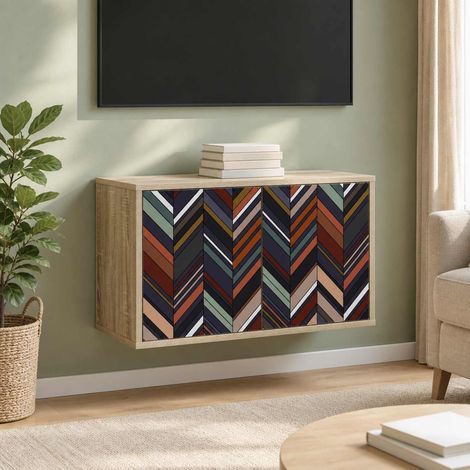 vidaXL Meuble TV mural OMMEN 69 x 33 x 40 cm Chêne Sonoma (1/5)