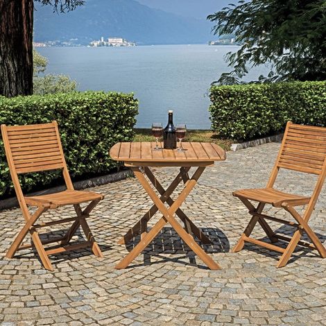 Faltbarer quadratischer Gartentisch aus Holz 80x80cm Raiva (1/3)