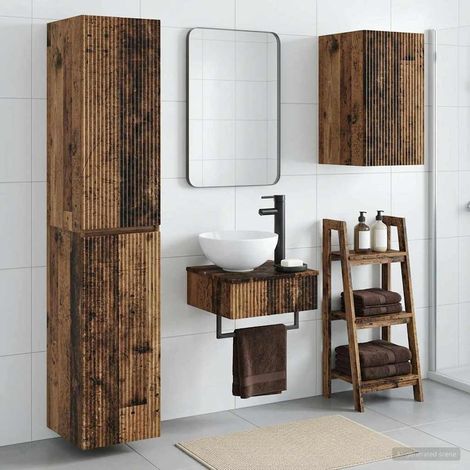 vidaXL Bathroom Furniture Set 3 pcs Old Wood 33 x 34.5 x 160 cm (1/5)