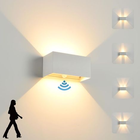 Applique murale LED d'intérieur/extérieur avec détecteur de mouvement, 24 W, applique murale étanche IP65, éclairage mural blanc chaud 3000 K (1/5)