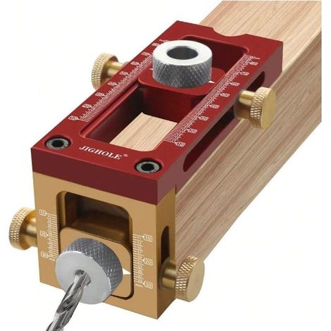 Pince à vis réglable, jeu de guides de perçage à goupille transversale 2 en 1, poinçon pour le travail du bois, gabarit pour trous de poche (1/5)