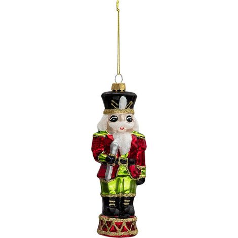 Suspension de Noël Casse-Noisette et Boule de Noël en Verre Rouge et Vert 17 cm - PANGIVO (1/5)