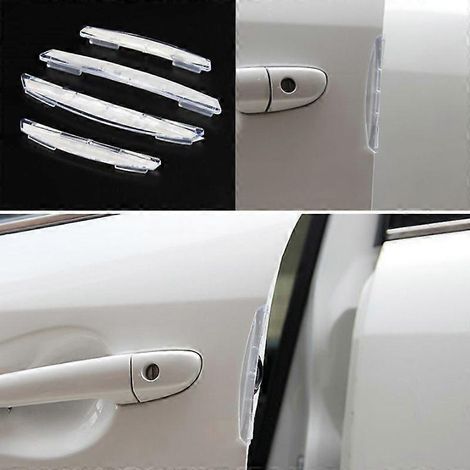 Lot de 4 protections universelles anti-rayures pour portières de voiture, blanches transparentes. Accessoires de style automobile. (1/5)