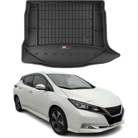 OMAC Tapis de Coffre 3D TPE Premium Compatible avec Nissan Leaf II 2017 à 2023, Bac de Protection de Coffre Intérieur antidérapant Revêtement de Coffre Bords Hauts pour Voiture Noir (1/5)