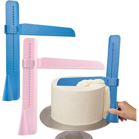 2 spatules à gâteau pour appliquer le sucre, outil de décoration de pâtisserie DIY réglable, spatule à gâteau en plastique pour lisser le fondant (1/4)