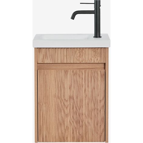 Ensemble meuble de salle de bain suspendu en bois avec lavabo intégré Narek SKLUM