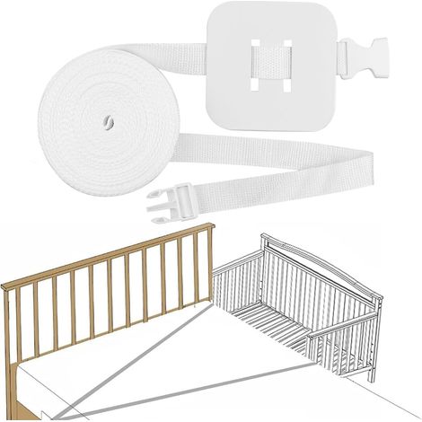 Fixation de lit d'appoint de 8 m , Sangle pour lit de bébé à sommier tapissier , Protection des bords , Accessoire de sangle de lit de bébé , Peut être fixé au lit adulte (blanc) (1/5)