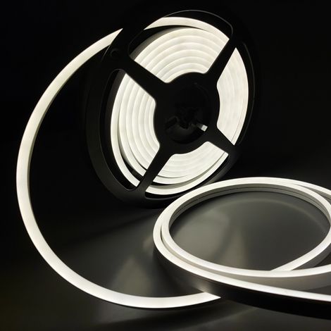 Bande LED néon, 12 V, 5 m, couleurs neutres, intensité variable, 4000 K, étanche, en silicone flexible pour extérieur