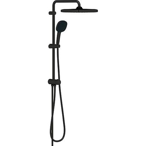 Grohe – Colonne de douche hydromassante noir mat – Hauteur 736 mm – 2 jets pomme de douche 250 mm – Douchette 3 jets – Système anticalcaire SpeedClean (1/4)