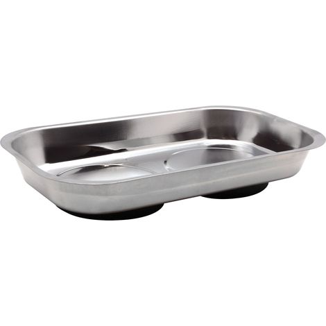 Toolland Vassoio portautensili magnetico, doppio, per contenere utensili, viti, trapani e chiodi, acciaio inossidabile, metallo