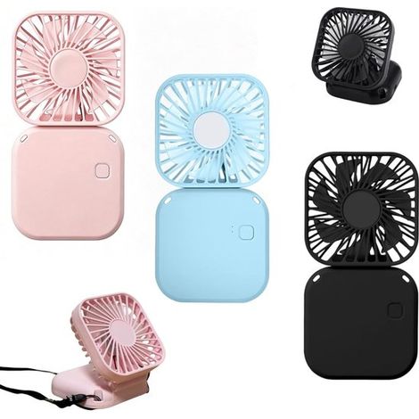 Ventilador de mano plegable de 3 piezas Mini ventilador recargable por USB con 3 velocidades Ventilador ligero y silencioso Incluye cordón Ideal para la escuela, la oficina, actividades al aire li (1/5)