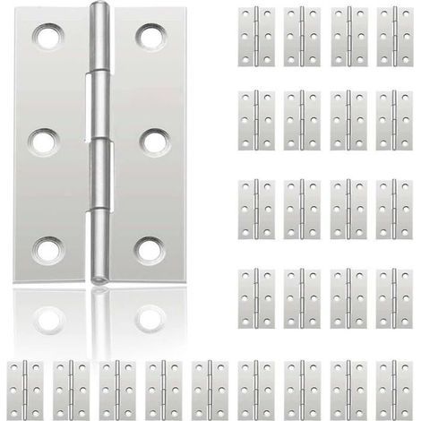 HONORNIC - 24 Pcs Small Door Hinges, Stainless Steel Hinges, DIY Door Hinges for Cabinet Doors, Piano Hinges, Jewelry Boxes
