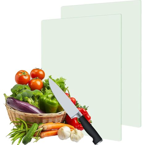 Lot de 2 planches à découper en verre 40 x 30 cm - Planche à découper en verre trempé avec pieds en silicone antidérapants - Planche à découper antidérapante - Planche à découper en verre comme (1/5)