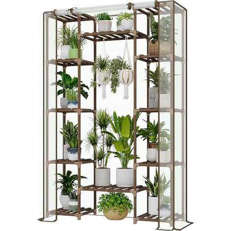 Serre de Jardin Mini Serre pour semis en Bois Sapin 10 Compartiments pour Balcon intérieur extérieur (1/5)