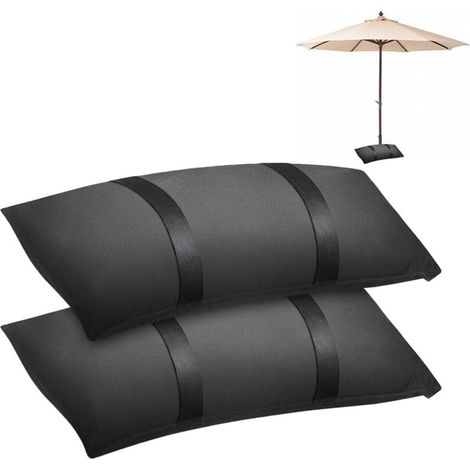 Lot de 2 sacs de sable rechargeables - adaptés aux parasols, parasols déportés et mobilier de jardin (noirs) (1/5)